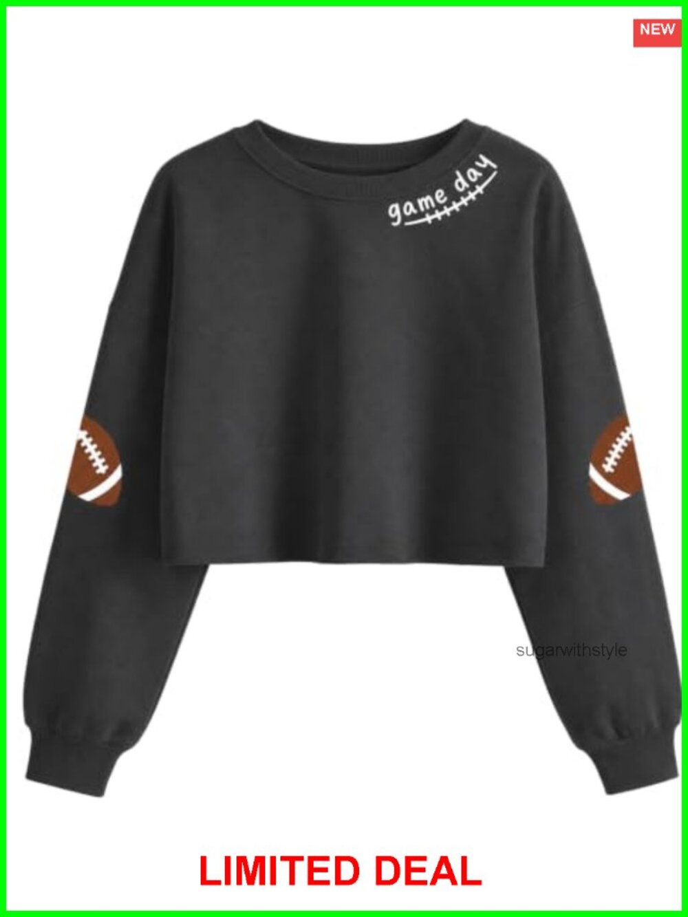 Cropped Game Day Sweatshirt Football Pullover Women's